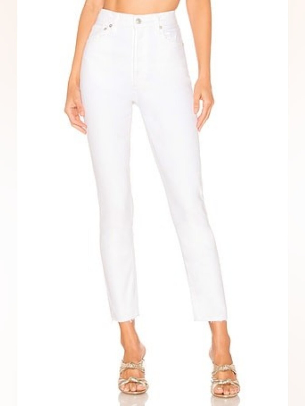 Agolde Nico Jeans High-Rise Slim Fit Ankle Length Button Fly Raw Hem Womens 26